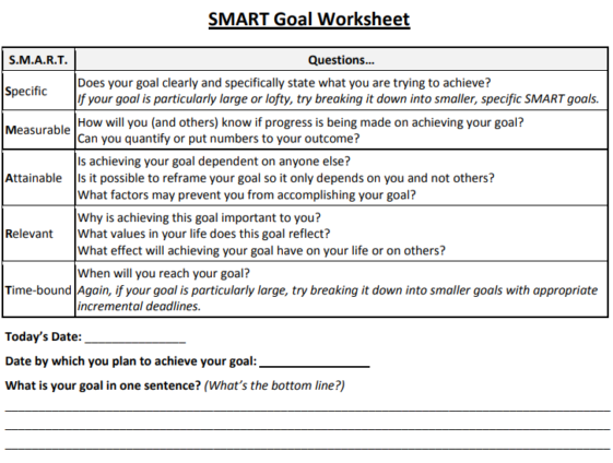 goal setting assignment pdf
