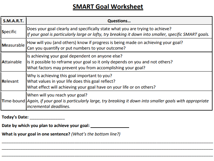 smart goals pdf template screenshot