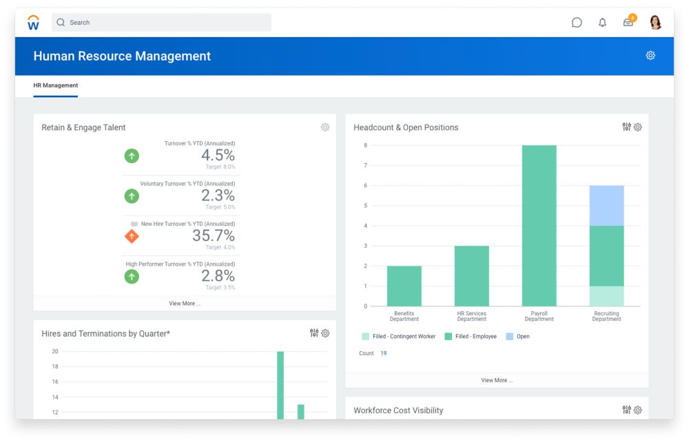 Workday vs Teamflect: Workday's HCM Interface