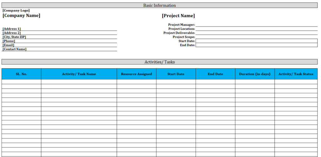 project plan template