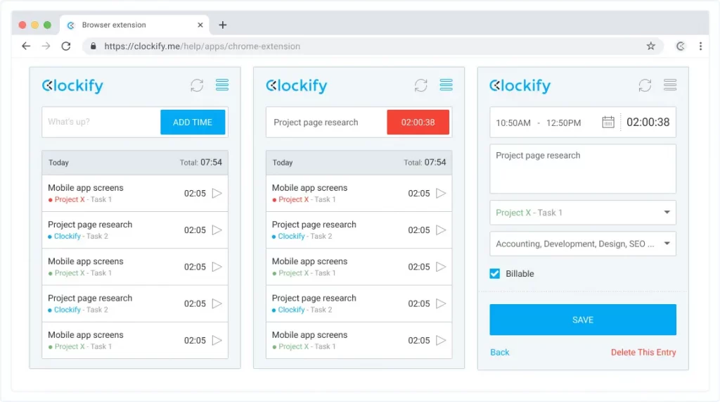 Clockify Chrome extensions for recruiters