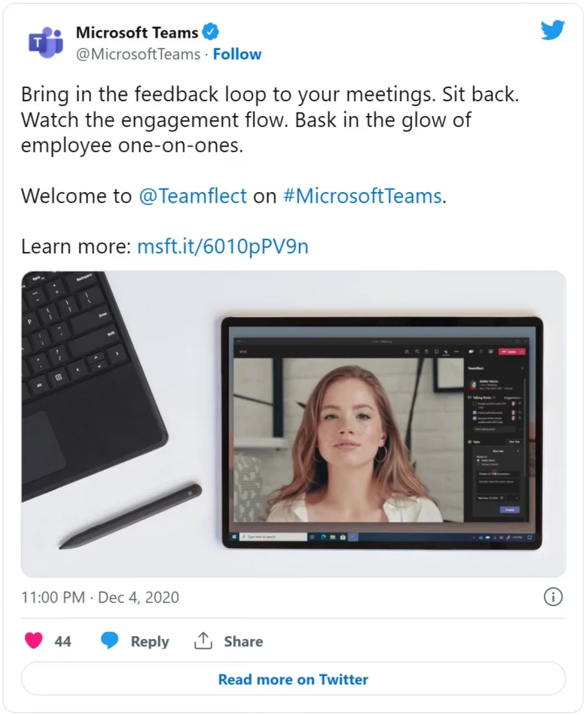 Bamboo HR vs Teamflect: Teamflect feature by Microsoft Teams