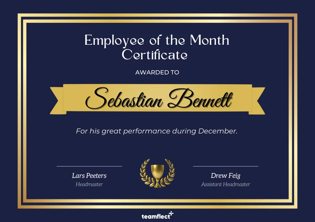 Blue and gold employee of the month template