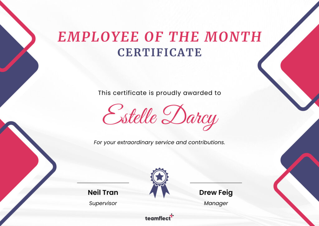 Pink and blue employee of the month template 