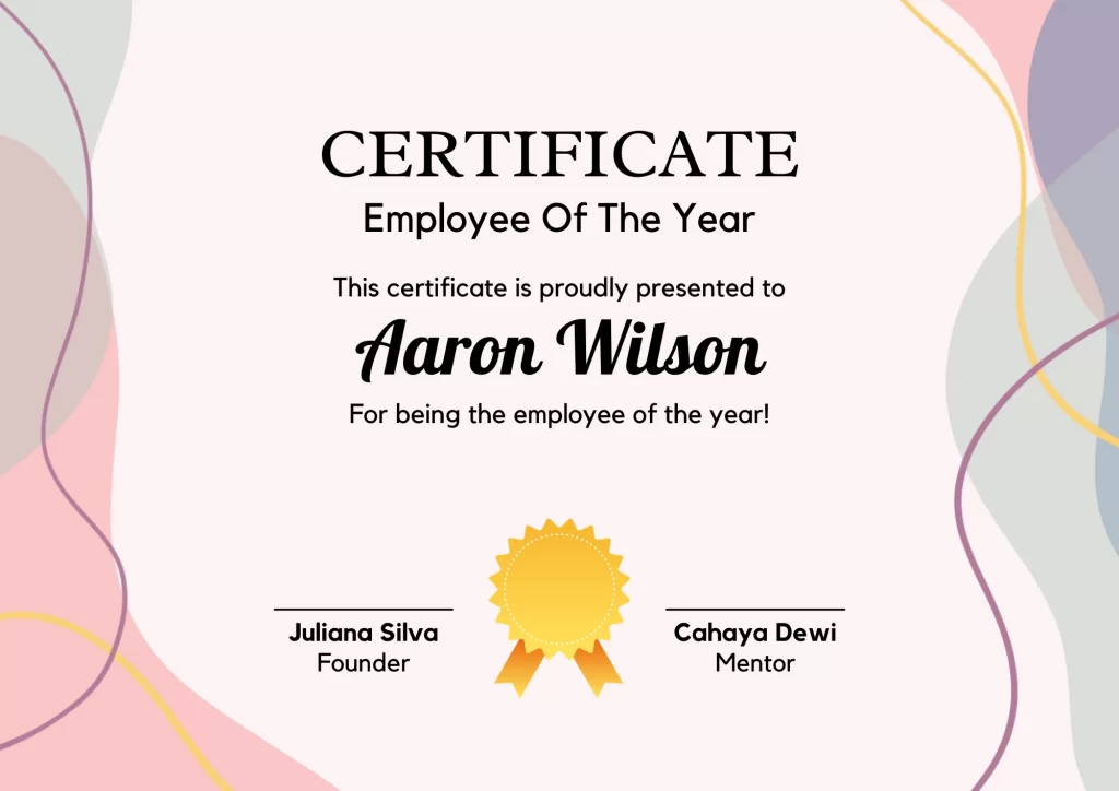 employee of the year certificate