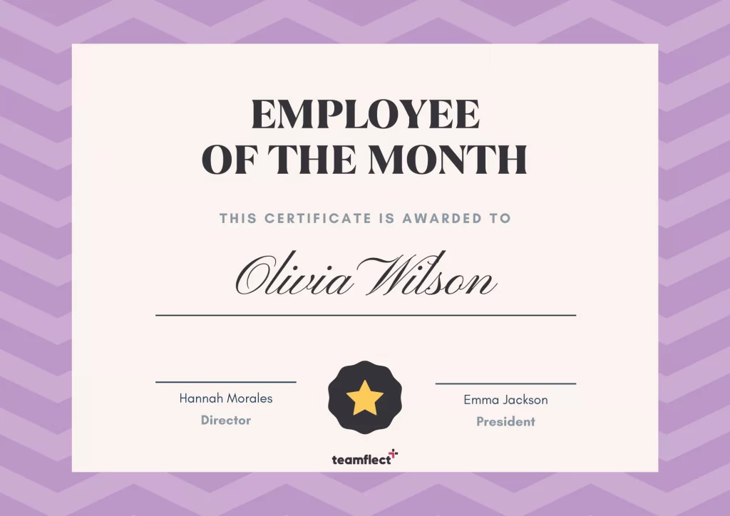 purple and minimalist employee of the month template 