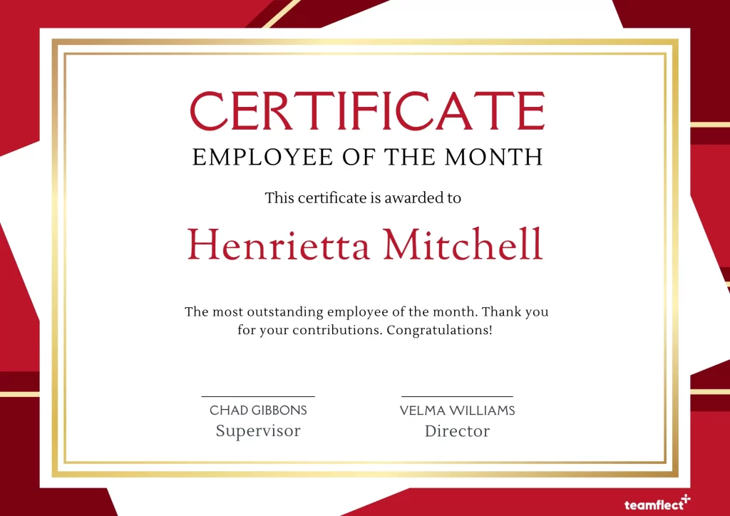 red and gold employee of the month template