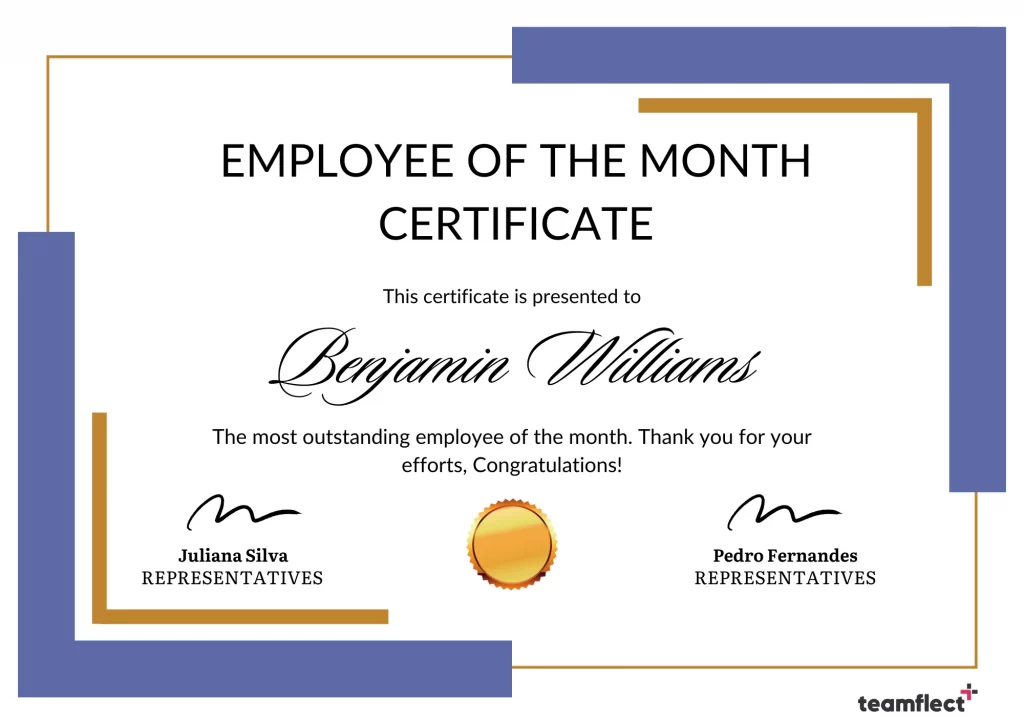 blue and white employee of the month template 