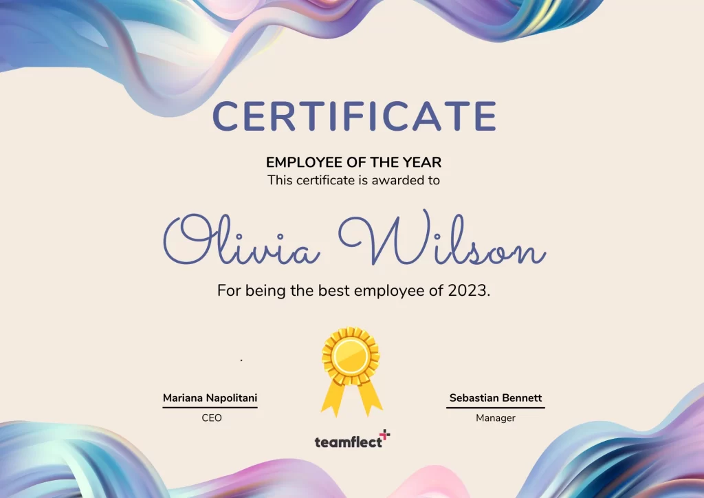 employee of the year certificate