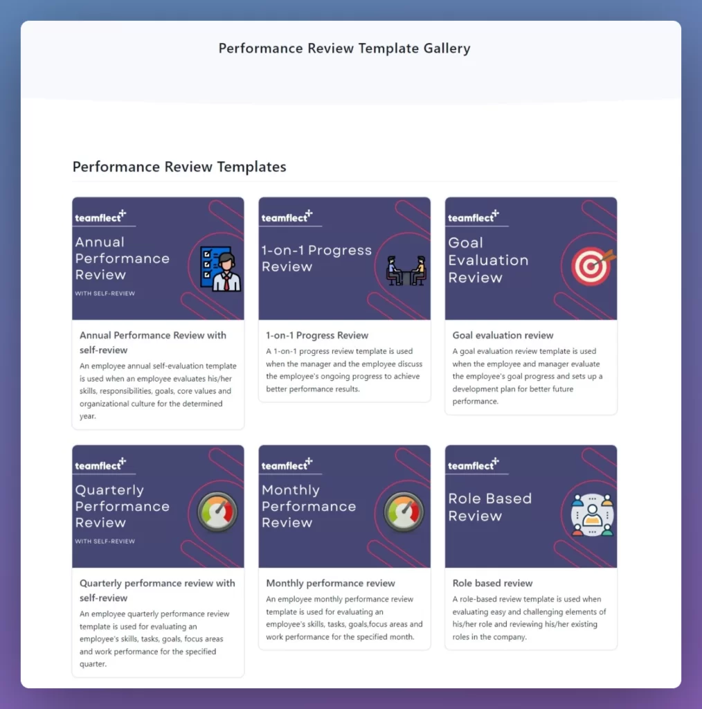 excel performance review template: Teamflect performance review template gallery