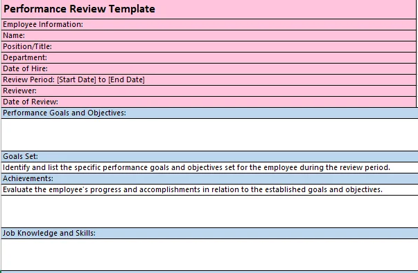excel performance review template 6