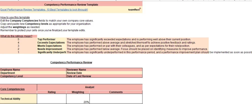 excel performance review template 2