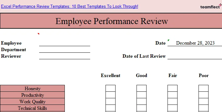 excel performance review template 8