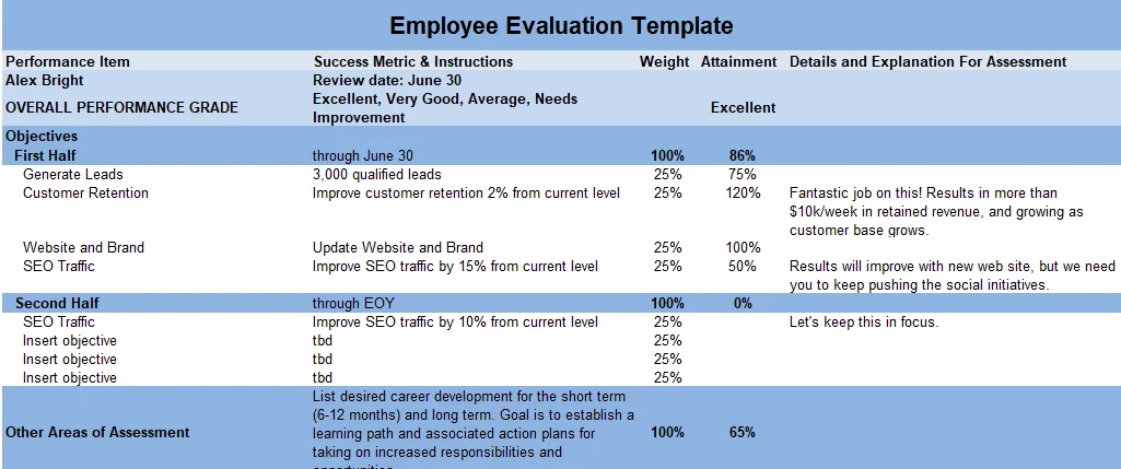 excel performance review template 5