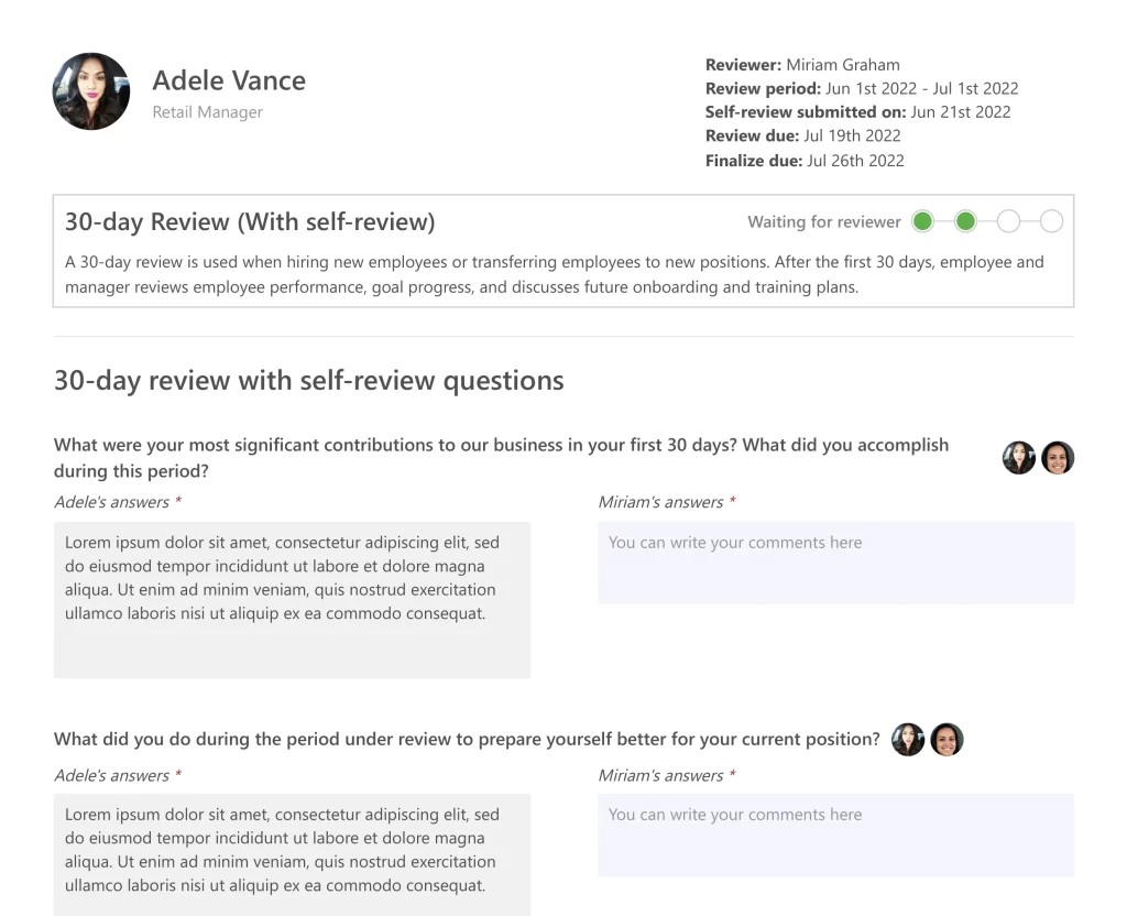 First 30-Day Employee Review Template