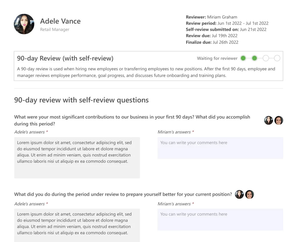 90-Day Employee Review Template