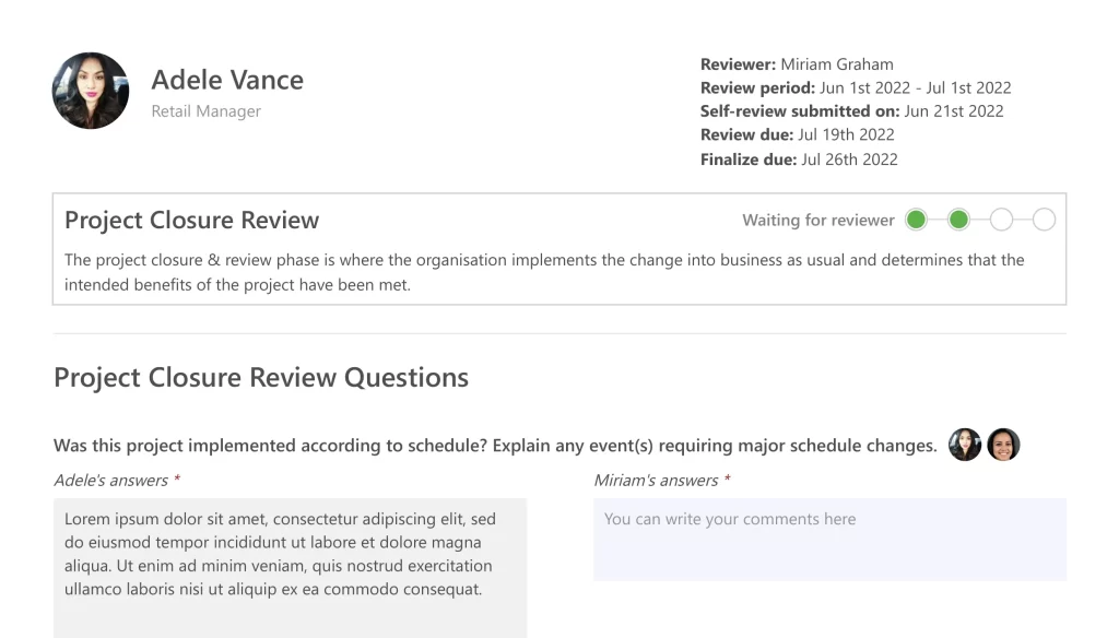 Project Closure Employee Review Template