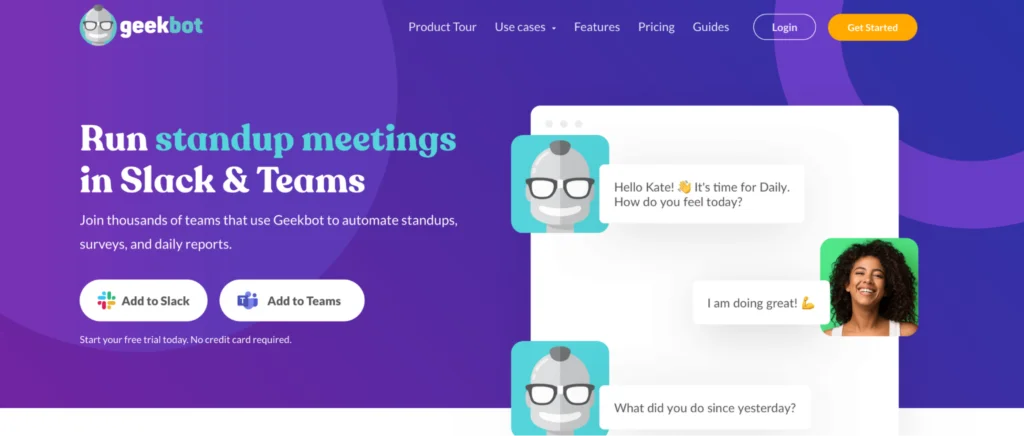 geekbot: employee pulse survey software for Microsoft Teams