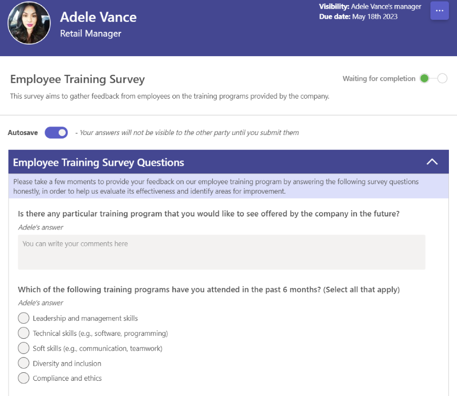 Teamflect's employee training survey 
