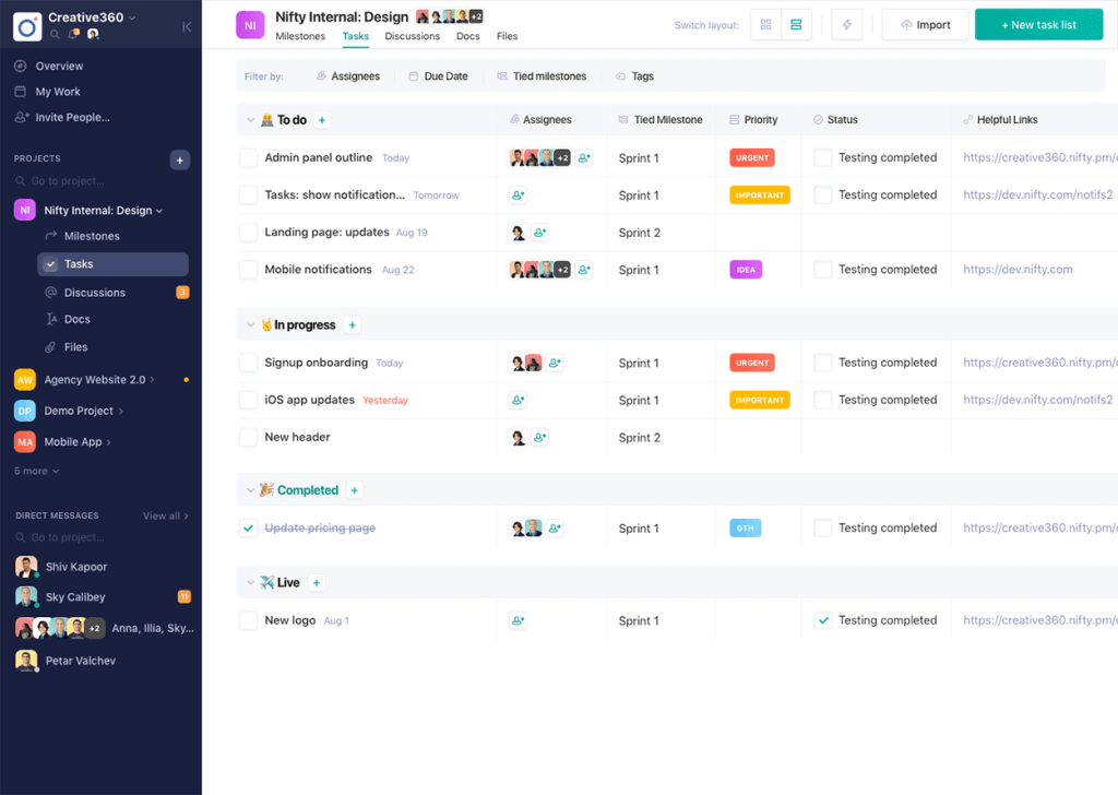 Nifty: Project Management for Small Teams