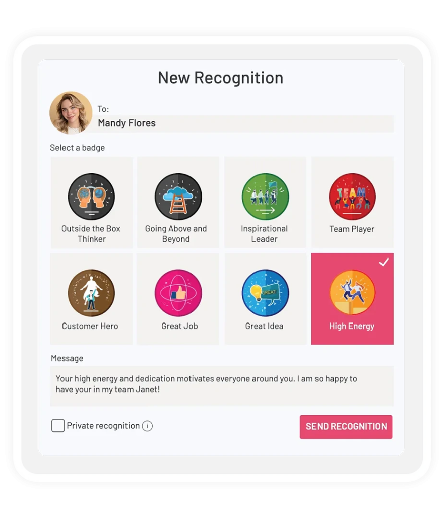Customizable employee recognition badges