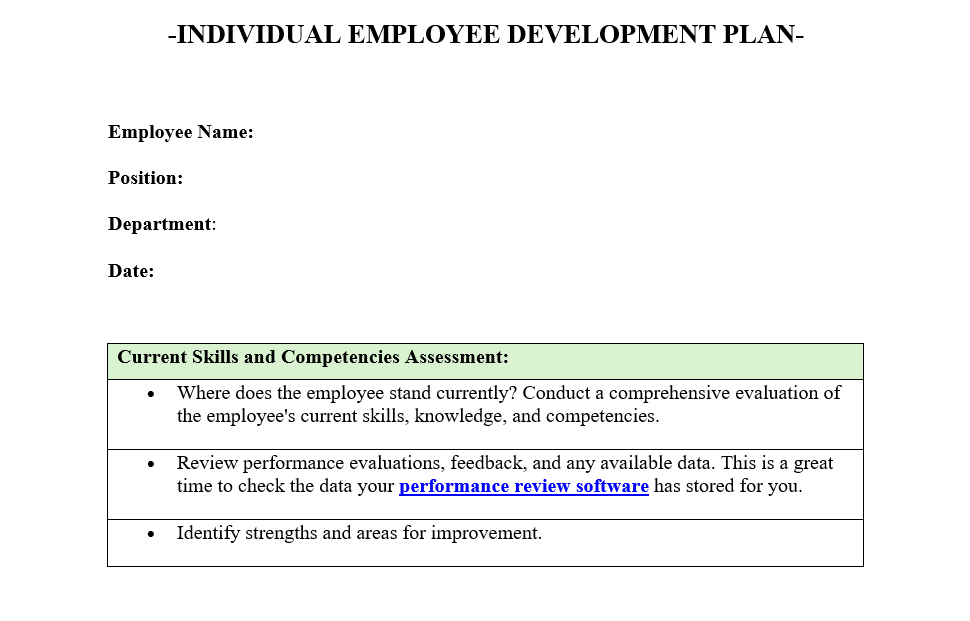 Individual employee development plan