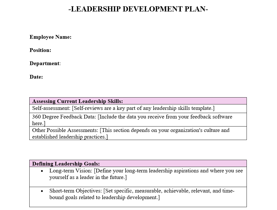 Leadership development plan
