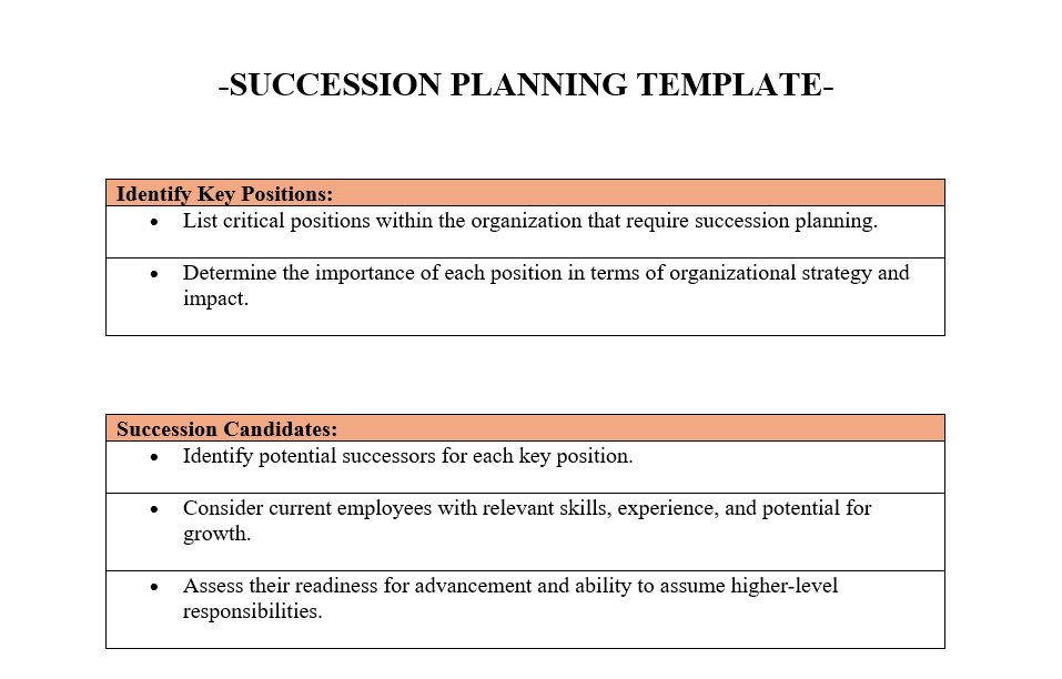 Succession planning template