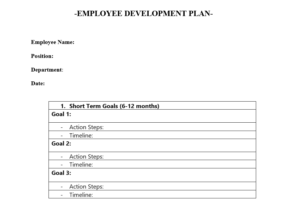 employee development plan sample