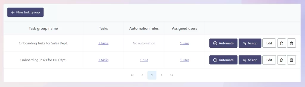 Automated employee onboarding tasks in Teamflect