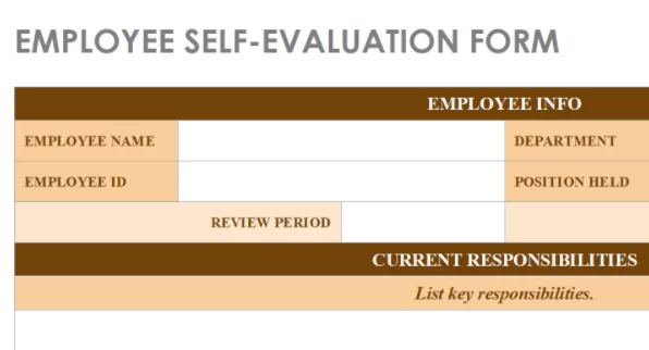 Employee self evaluation form