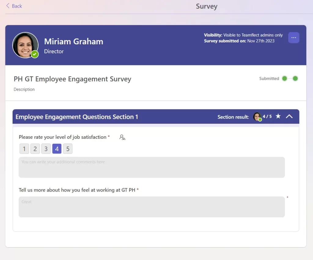 Measuring employee satisfaction in teamflect survey module
