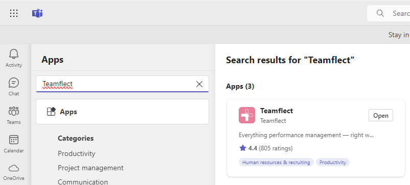 Microsoft Teams App Store: Teamflect